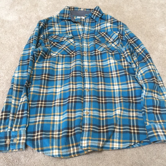 Teal and gold flannel - size L - Picture 3 of 4